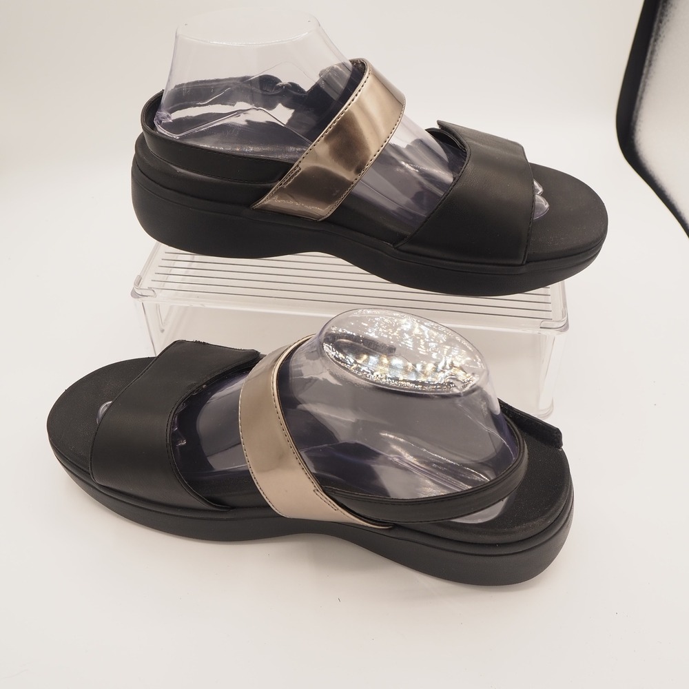 Vionic Fay Adjustable Wedge Sandals Black/Pewter Women's Sz 10 Platform Orthotic - Picture 4 of 8
